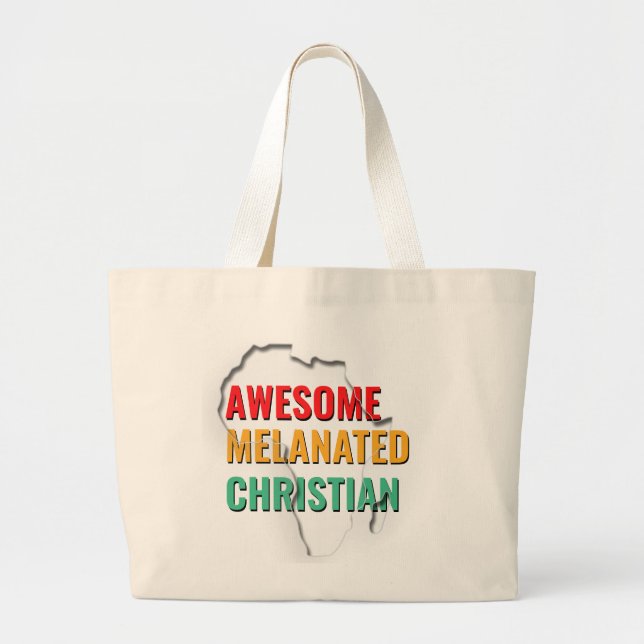 Stylish Awesome Melanated Christian Large Tote Bag (Front)