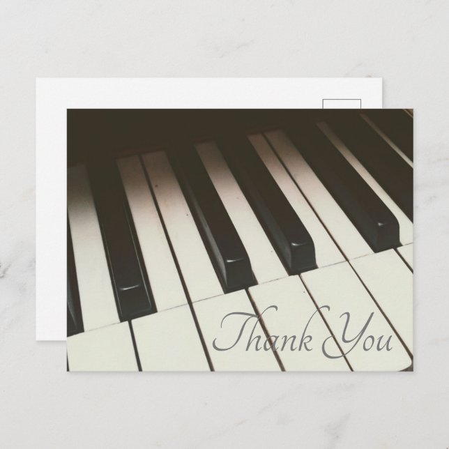 Stylish B&W Piano Keys Photo -  Thank You Postcard (Front/Back)