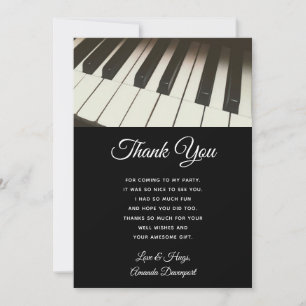Stylish B&W Piano Keys Photograph Thank You Card