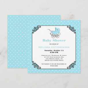 Stylish Baby Boy Polka Dot Baby Shower Invitation