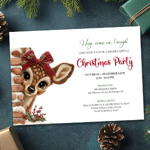 Stylish Baby Deer Cartoon Funny Watercolor Party  Invitation