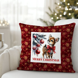 Stylish Baby Fawn Cozy Winter Kids Room Decor Xmas Cushion