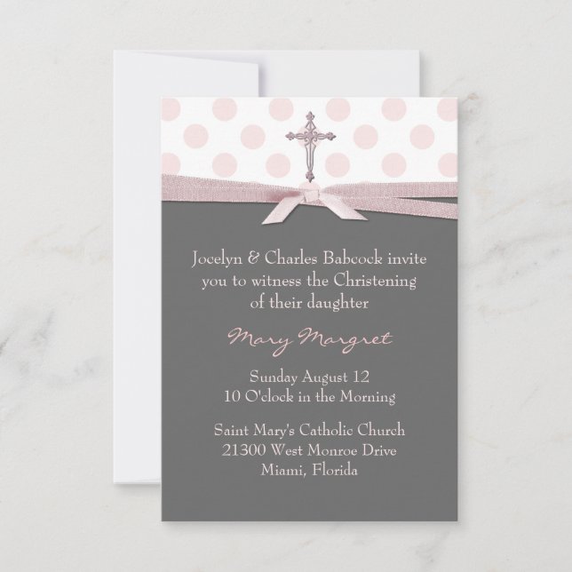 Stylish Baby Girl Christening Invitation (Front)