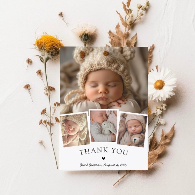 Stylish Baby Photo Collage Modern Thank You  Card (Creator Uploaded)
