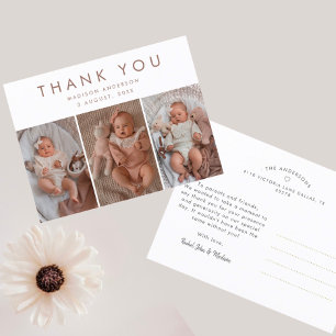 Stylish Baby Shower 3 Photos Thank You  Postcard
