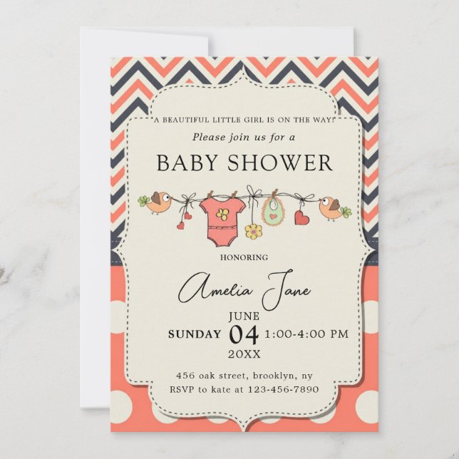 Stylish baby shower invitation (Front)
