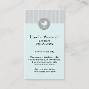 Stylish Babysitter Business Card