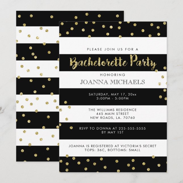 Stylish Bachelorette Party Invitations (Front/Back)