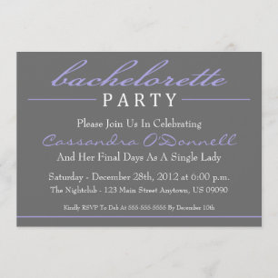 Stylish Bachelorette Party Invitations (Purple)