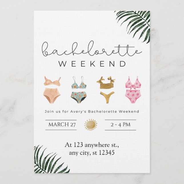 Stylish Bachelorette Weekend Getaway Invitation  (Front)