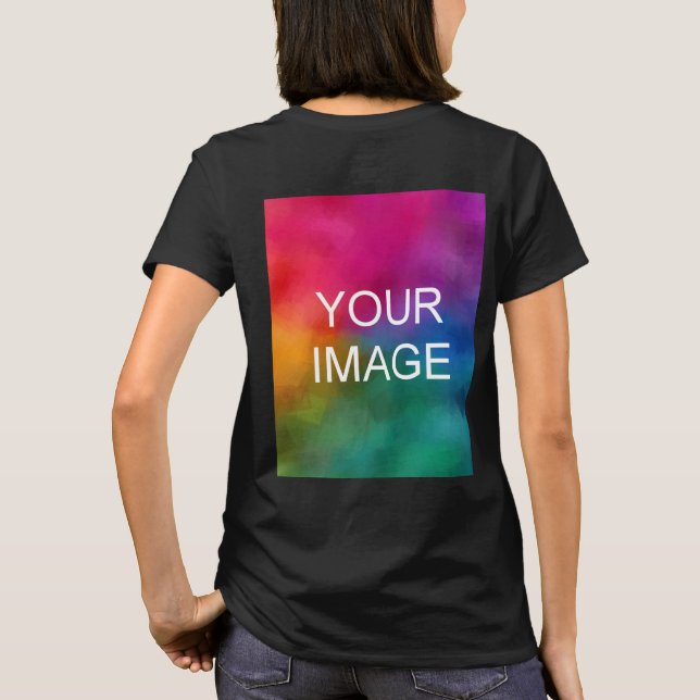 Stylish Back Side Print Design Black Womens Modern T-Shirt (Back)