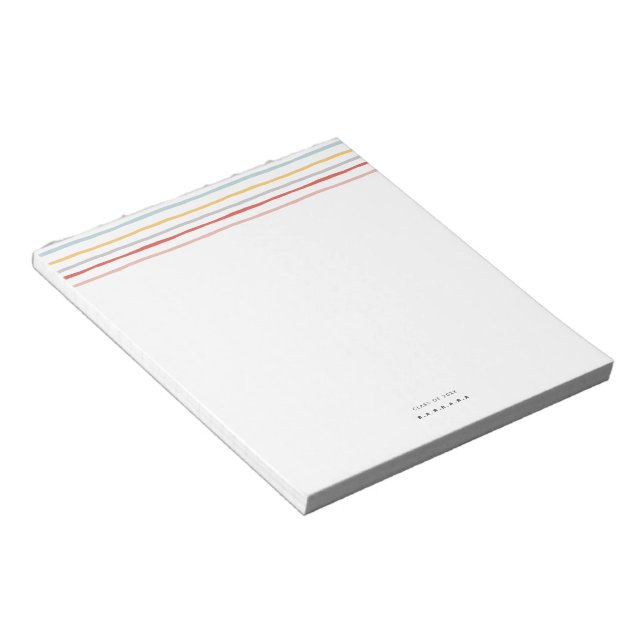Stylish Back to School Colourful Stripes Monogram Notepad (Angled)