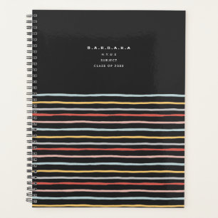 Stylish Back to School Colourful Stripes Monogram Planner
