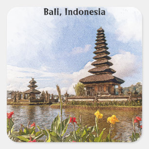 Stylish Bali Indonesia Asia Temple Architecture Square Sticker
