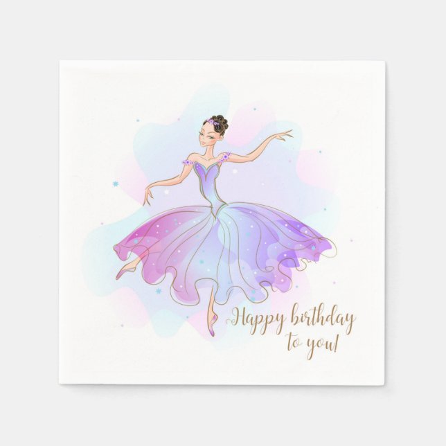 Stylish Ballerina Birthday Wishes | Birthday Napkin (Front)