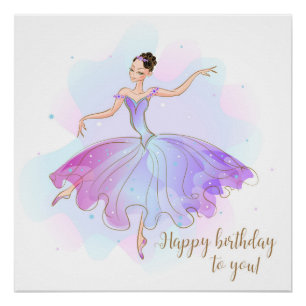 Stylish Ballerina Birthday Wishes   Birthday Poster