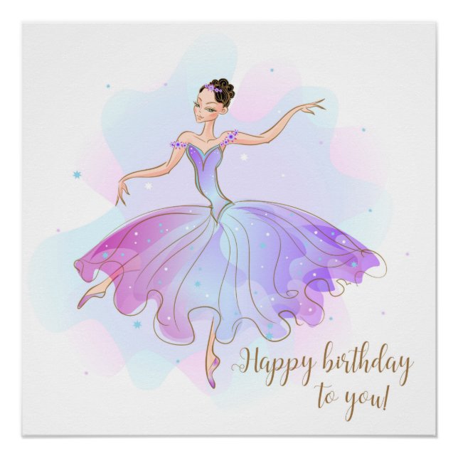Stylish Ballerina Birthday Wishes | Birthday Poster (Front)