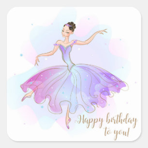 Stylish Ballerina Birthday Wishes   Birthday Square Sticker