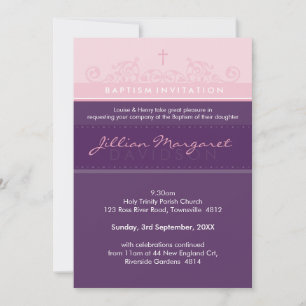 STYLISH BAPTISM INVITES :: elegant 2P