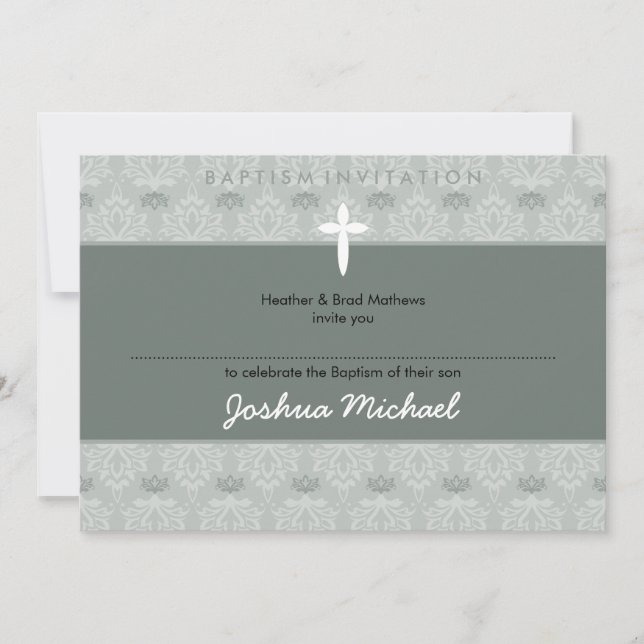 STYLISH BAPTISM INVITES :: pretty 7aL (Front)