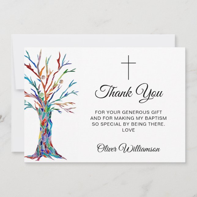 Stylish Baptism Thank You Card (Front)