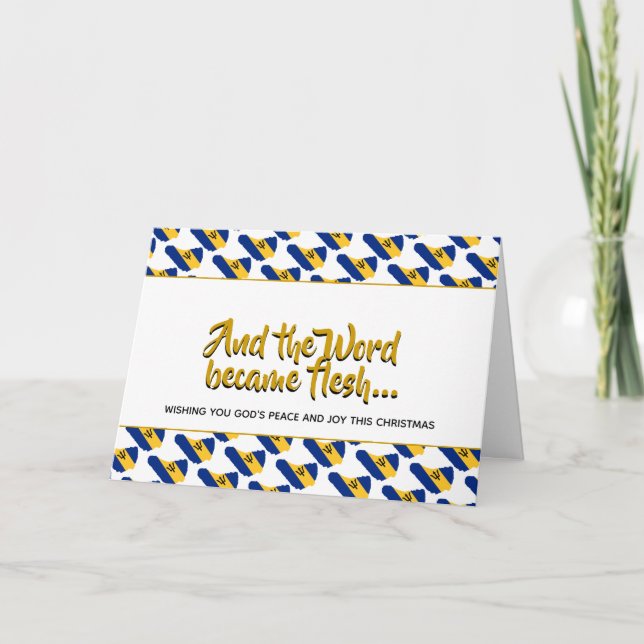 Stylish BARBADOS Word Became Flesh CHRISTMAS Holiday Card (Front)