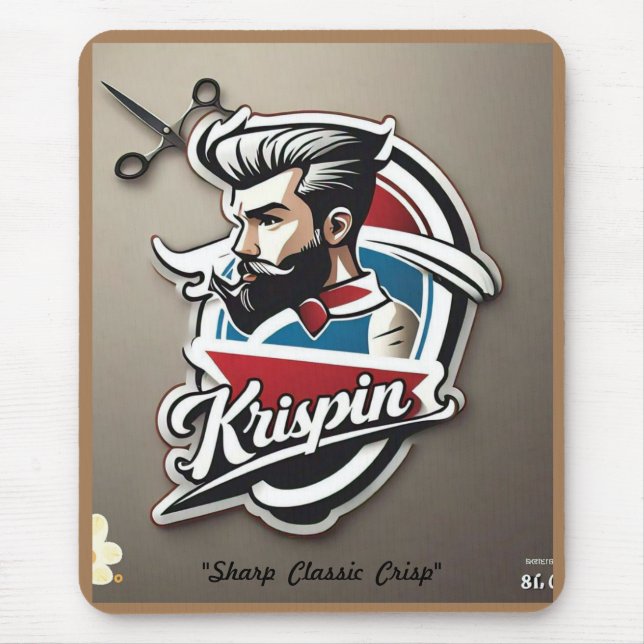"Stylish Barber Shop Logo" Mouse Mat (Front)