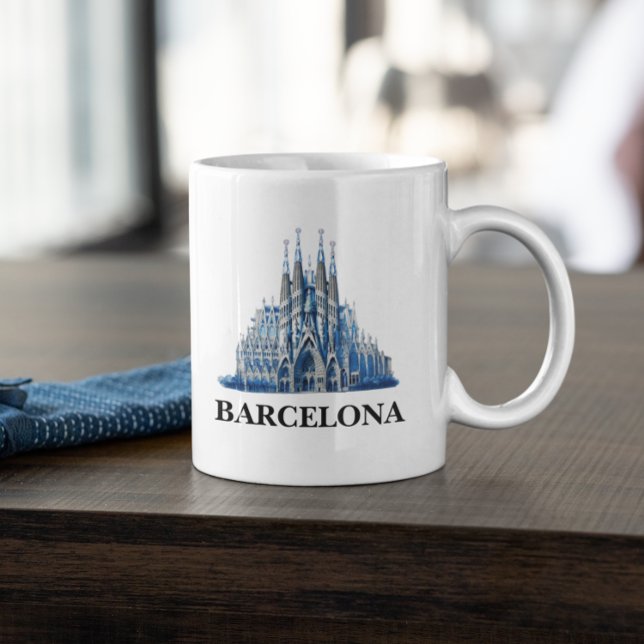 Stylish Barcelona Spain Cathedral Vintage  Coffee Mug (Barcelona Spain City View Mug)