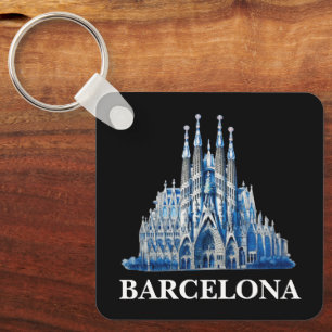 Stylish Barcelona Spain Cathedral Vintage Key Ring