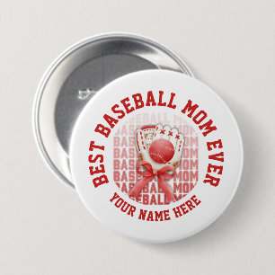 Stylish BASEBALL MOM Custom Name 7.5 Cm Round Badge