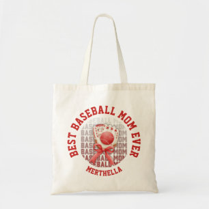 Stylish BASEBALL MOM Custom Name Tote Bag