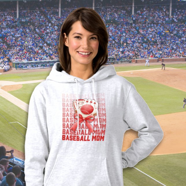 Stylish BASEBALL MOM Mitt Ball Bow Hoodie (Creator Uploaded)