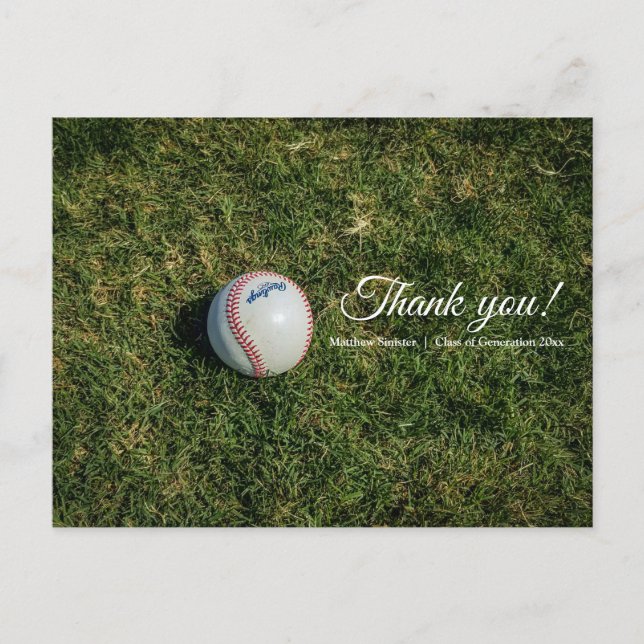 Stylish baseball Simple Sporty Thank you postcard (Front)