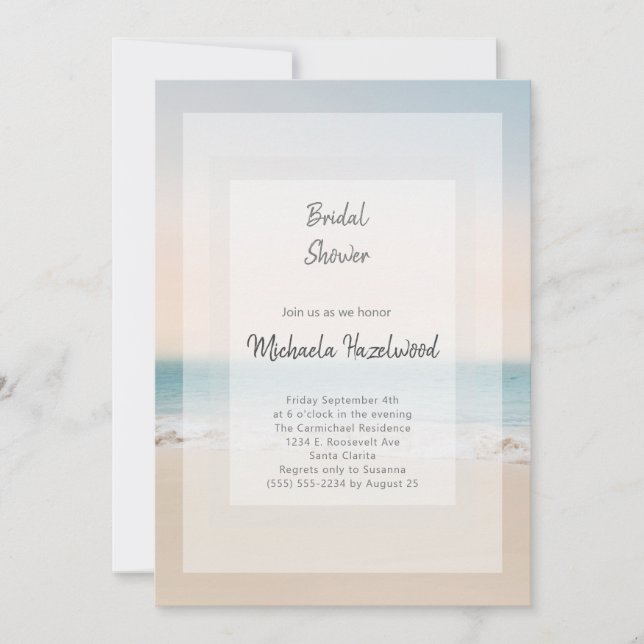 Stylish Beach Bridal Shower Invitation (Front)