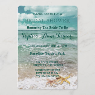 Stylish Beach Starfish Wedding BRIDAL SHOWER Invitation