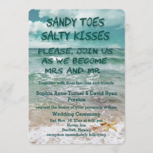 Stylish Beach Starfish Wedding Custom Invitations