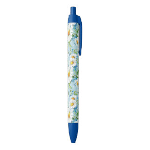 Stylish beautiful bright floral pattern 2 black ink pen