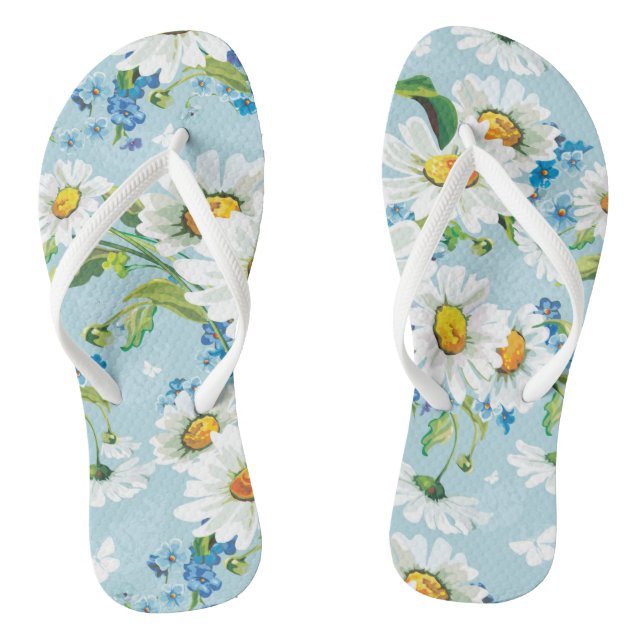 Stylish beautiful bright floral pattern 2 flip flops (Footbed)