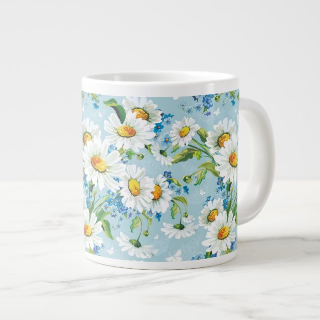 Stylish beautiful bright floral pattern 2 large coffee mug (Front Right)
