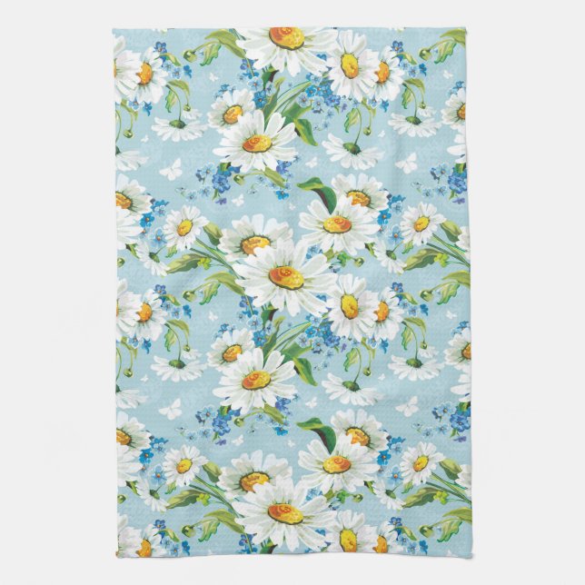 Stylish beautiful bright floral pattern 2 tea towel (Vertical)