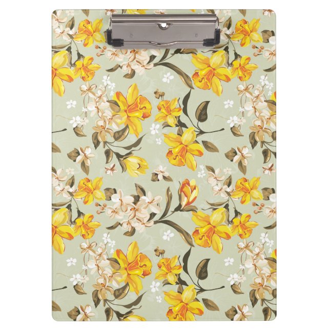 Stylish beautiful bright floral pattern clipboard (Front)