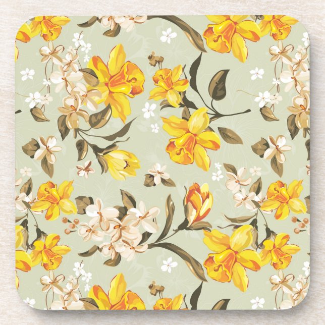 Stylish beautiful bright floral pattern coaster (Front)