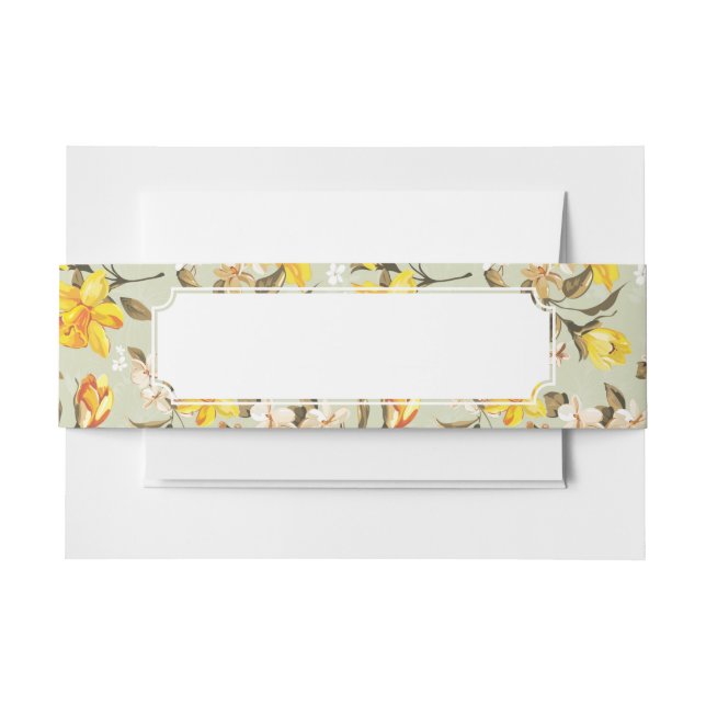 Stylish beautiful bright floral pattern invitation belly band (Front Example)