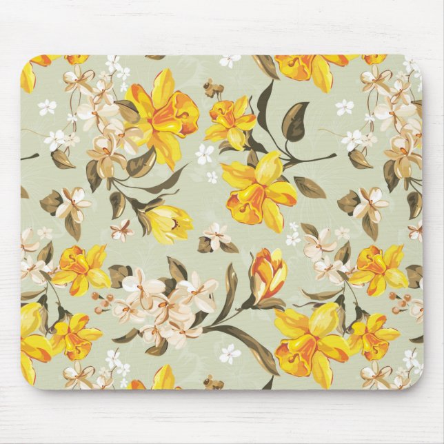 Stylish beautiful bright floral pattern mouse mat (Front)