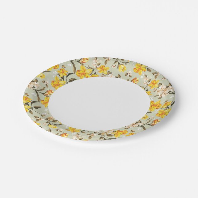 Stylish beautiful bright floral pattern paper plate (Angled)