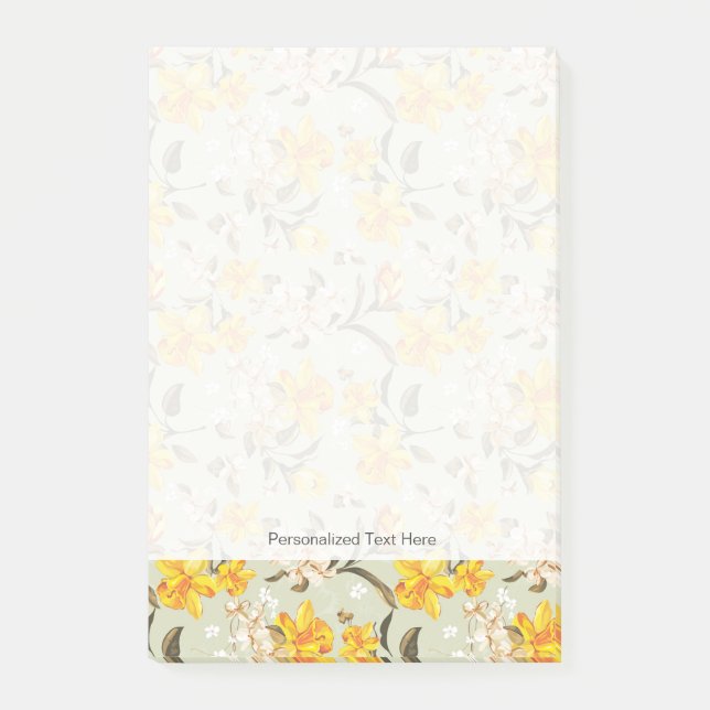 Stylish beautiful bright floral pattern post-it notes (Front)