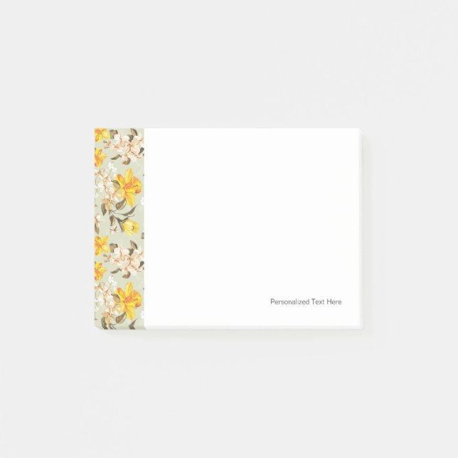 Stylish beautiful bright floral pattern post-it notes (Front)