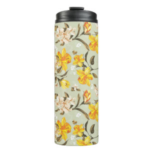 Stylish beautiful bright floral pattern thermal tumbler