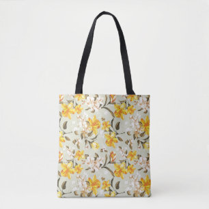 Stylish beautiful bright floral pattern tote bag