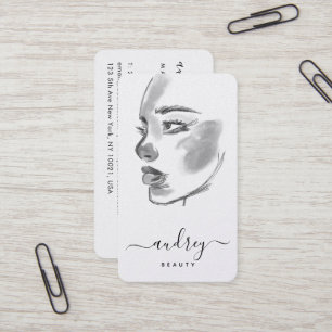 Stylish Beauty Black White Watercolor Script Business Card
